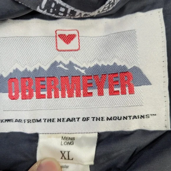 Vintage‎ Obermeyer Ski Jacket Skiwear Blue Black Coat Mens XL Long 90s Hooded